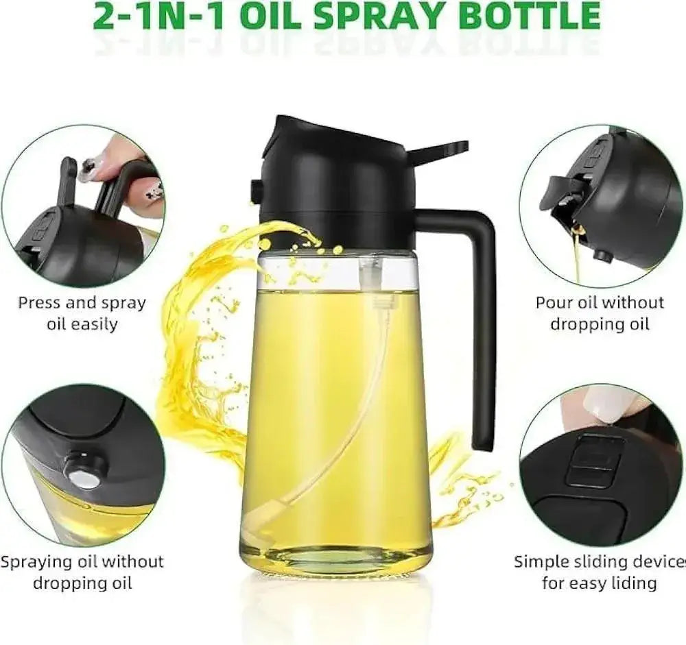 2-in-1 Oil Dispenser Bottle with Built-In Brush & Pouring Spout – Leak-Proof Kitchen Oil Sprayer