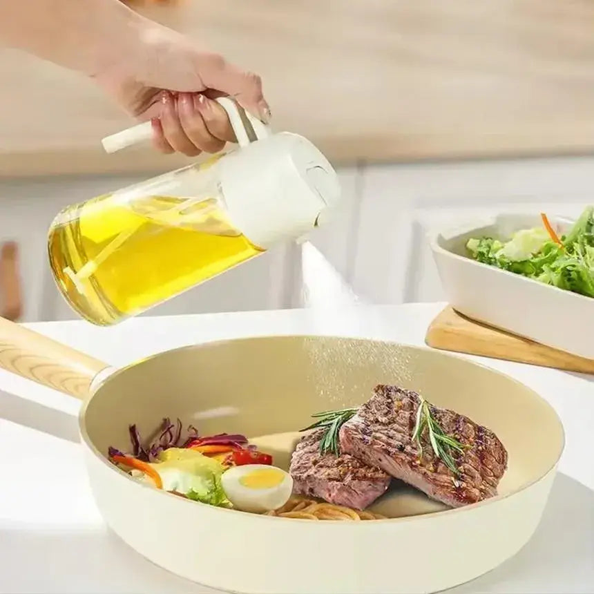 2-in-1 Oil Dispenser Bottle with Built-In Brush & Pouring Spout – Leak-Proof Kitchen Oil Sprayer