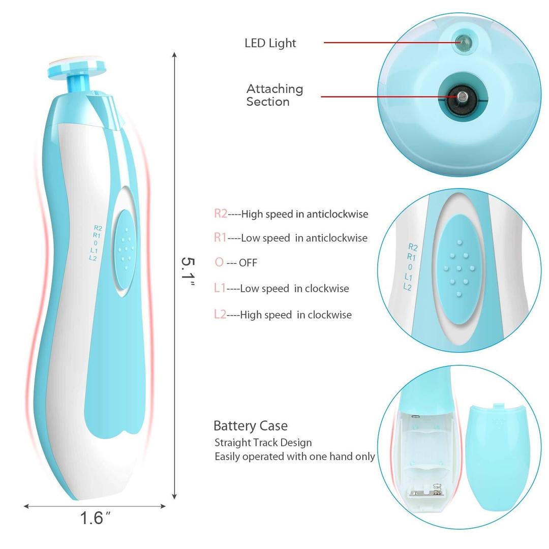 Electric Baby Nail Trimmer – Safe Automatic Nail Cutter with LED Light, Gentle Nail File for Newborns & Kids
