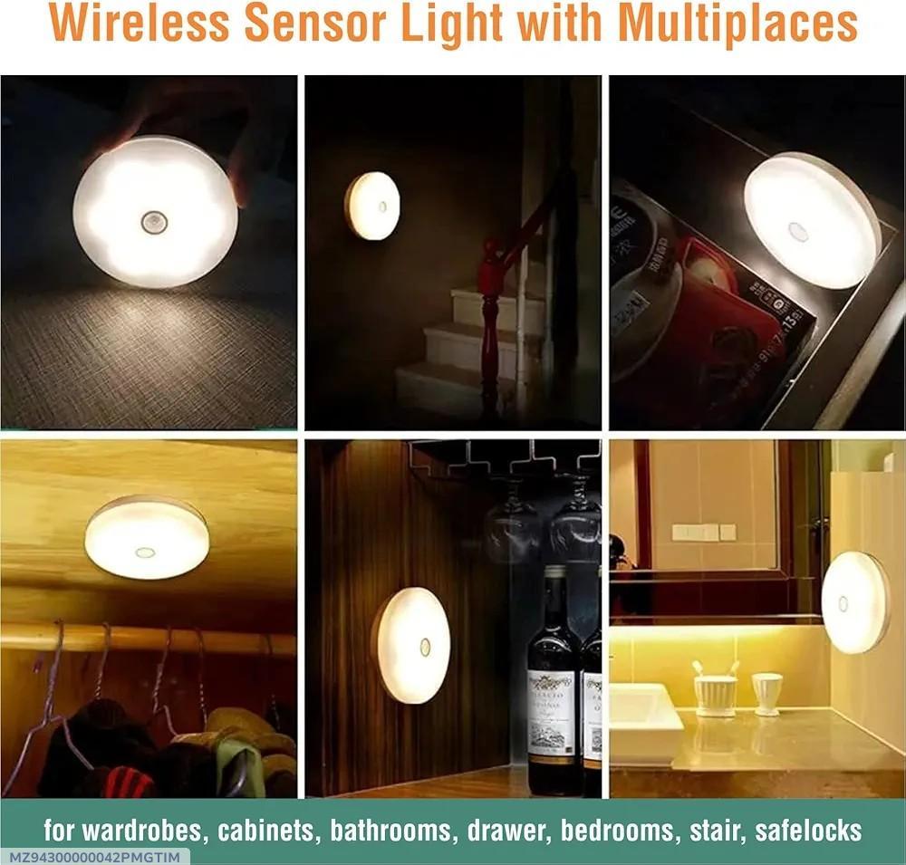 Rechargeable Motion Sensor LED Lamp – White Round Night Light for Wardrobe, Bedroom & Hallway
