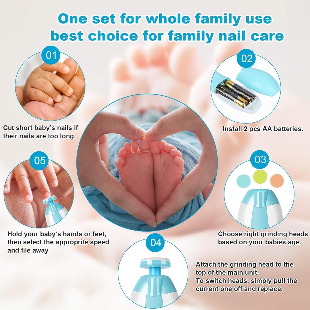Electric Baby Nail Trimmer – Safe Automatic Nail Cutter with LED Light, Gentle Nail File for Newborns & Kids
