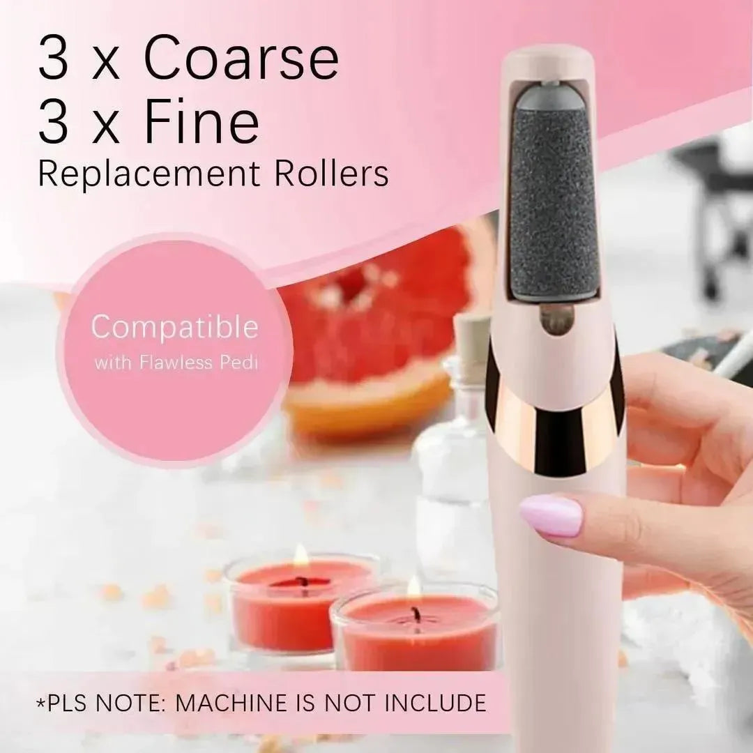 Electric Foot Callus Remover – Rechargeable Pedicure Roller with 6 Replacement Heads
