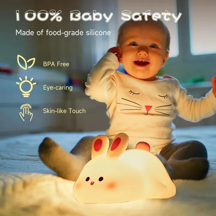 Rechargeable Silicone Bunny Night Light – Cute LED Bedside Lamp