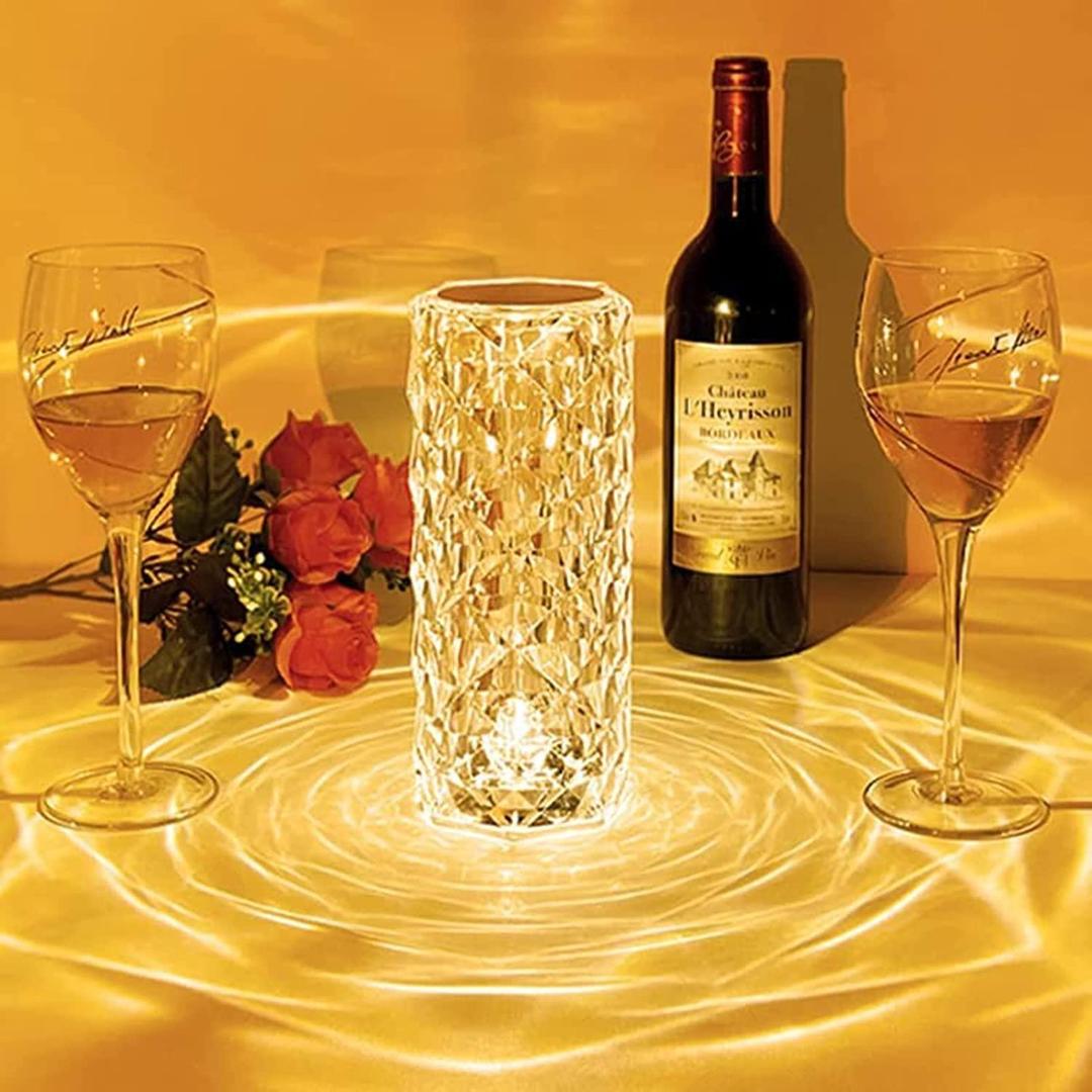 Crystal Diamond LED Touch Lamp – RGB Color Changing Table Night Light with Remote Control