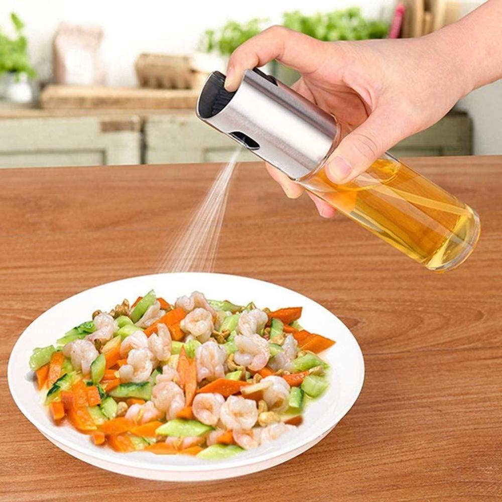 Oil Spray Bottle for Cooking, 2-in-1 Oil Sprayer & Pourer, Refillable Kitchen Oil Dispenser for Air Fryer, Salad, BBQ & Baking
