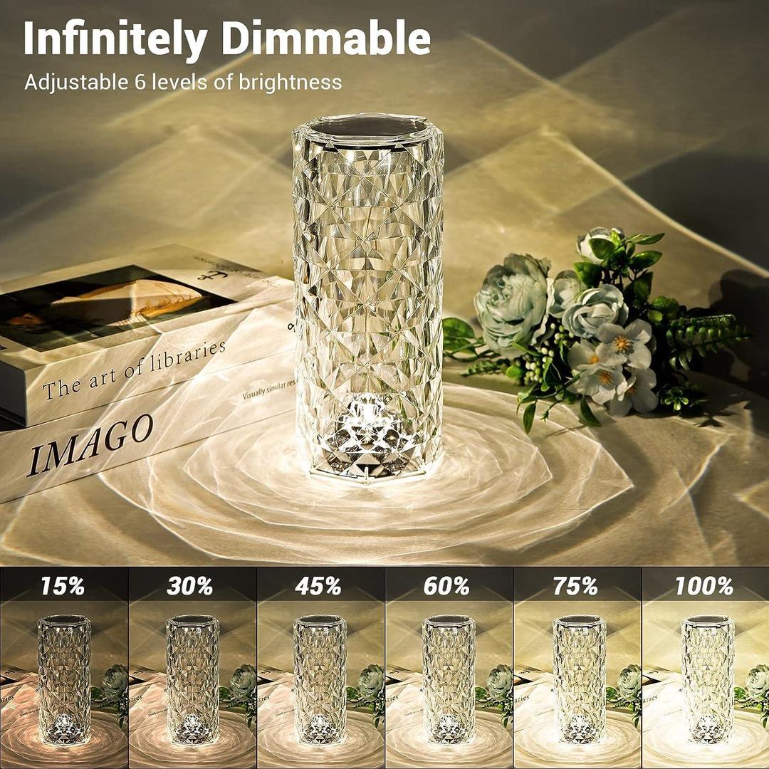 Crystal Diamond LED Touch Lamp – RGB Color Changing Table Night Light with Remote Control