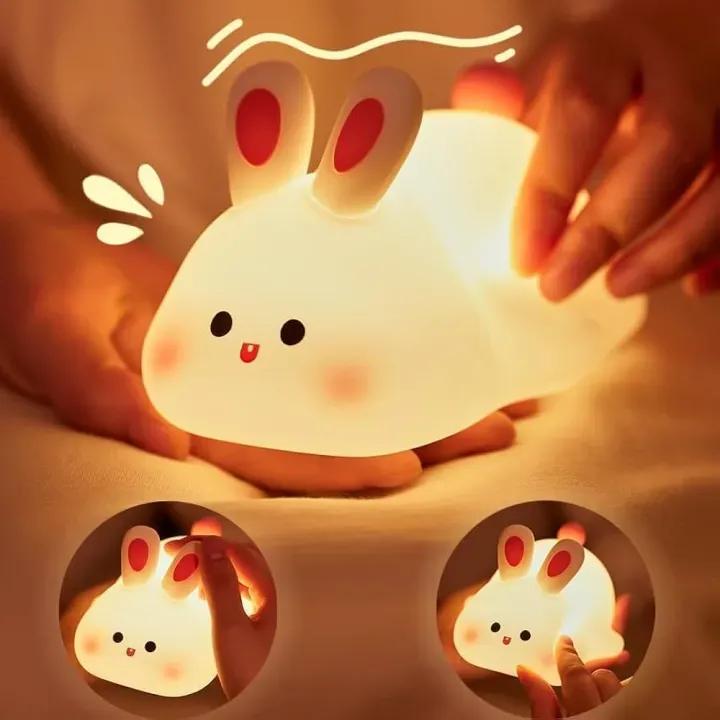Rechargeable Silicone Bunny Night Light – Cute LED Bedside Lamp
