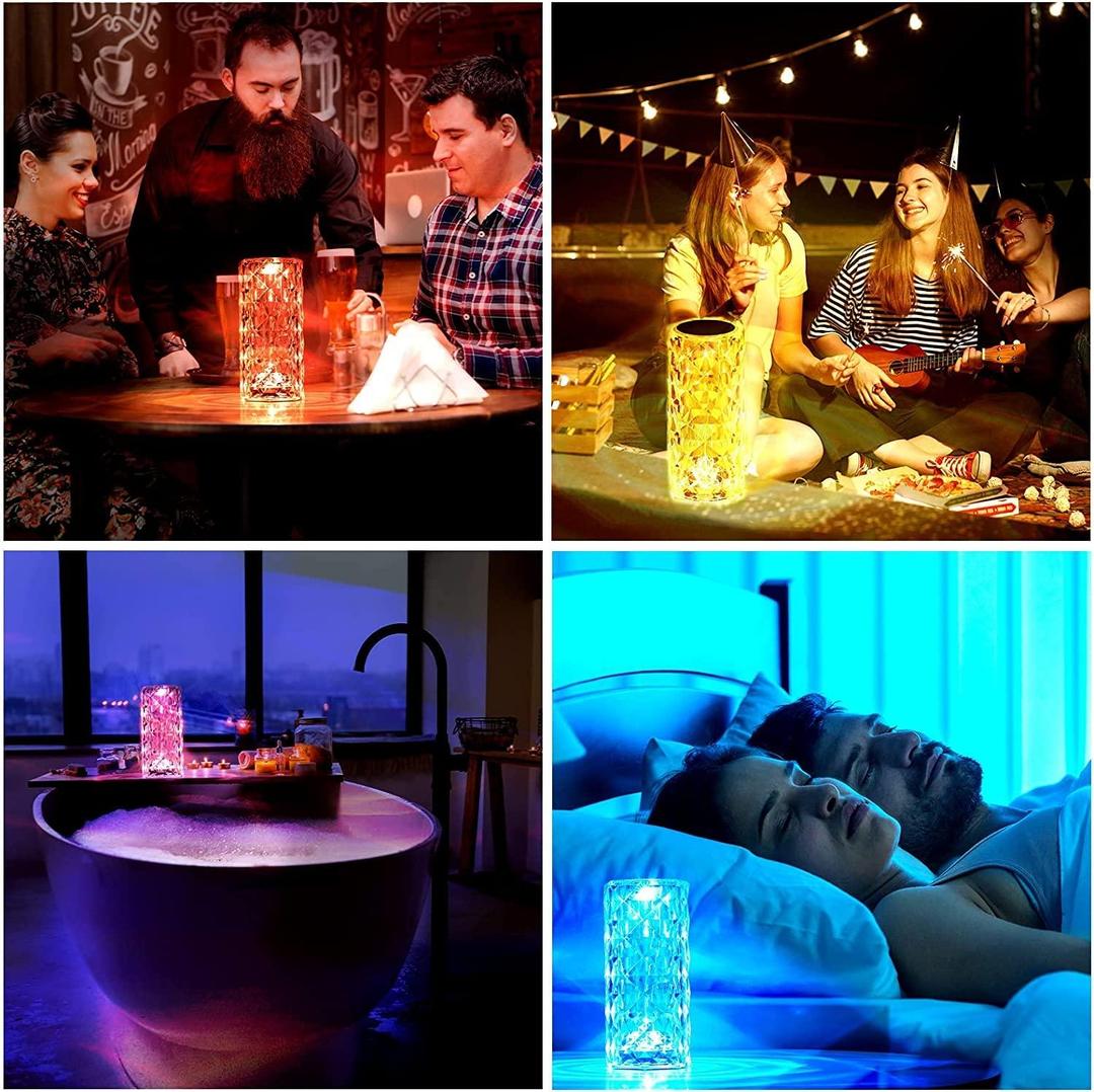 Crystal Diamond LED Touch Lamp – RGB Color Changing Table Night Light with Remote Control