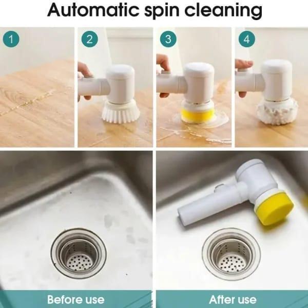 Automatic Spin Cleaning Brush – Rotating Electric Sink & Kitchen Cleaning Scrubber