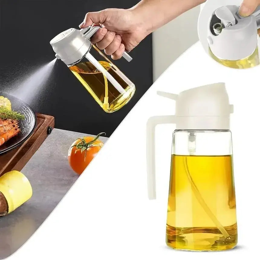 2-in-1 Oil Dispenser Bottle with Built-In Brush & Pouring Spout – Leak-Proof Kitchen Oil Sprayer