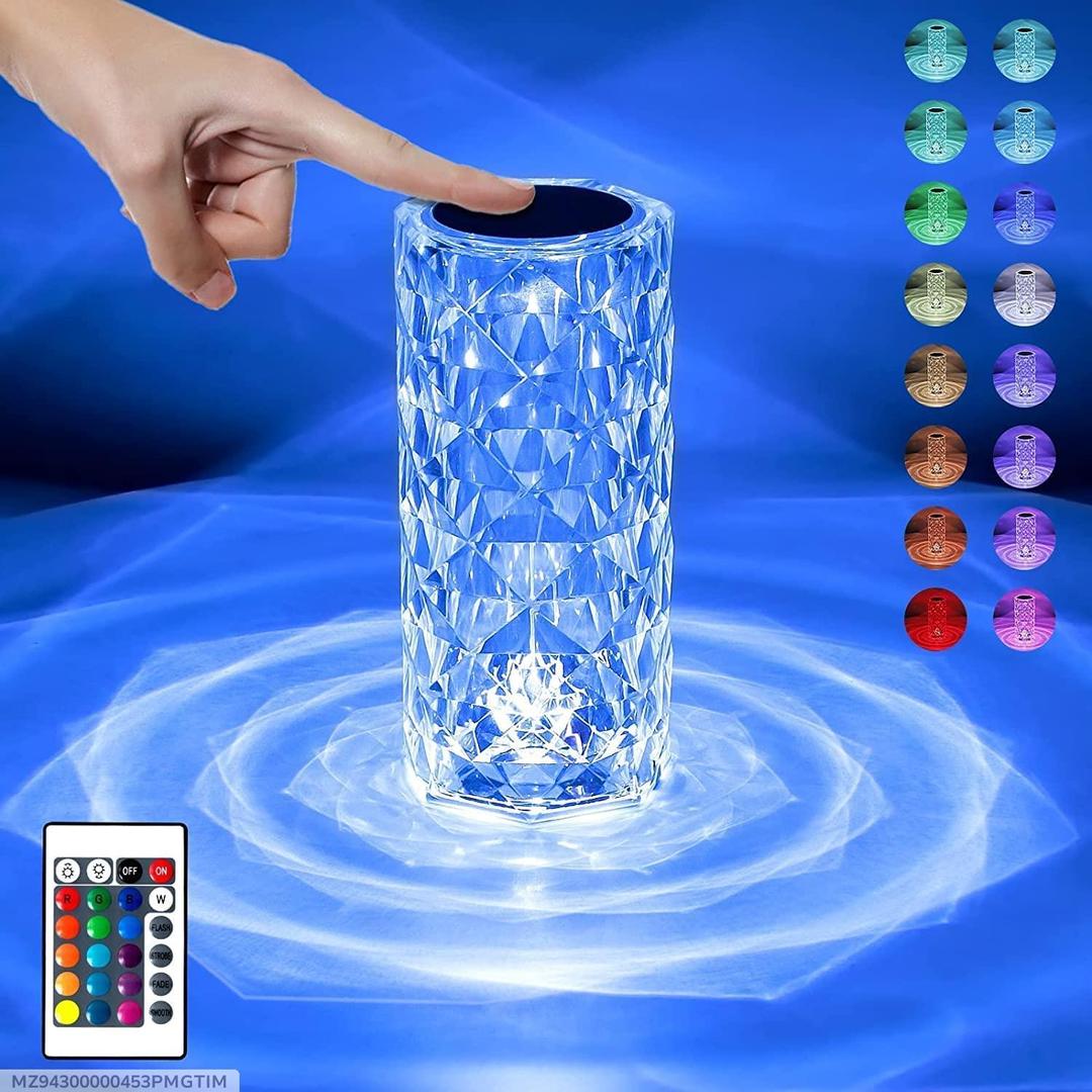 Crystal Diamond LED Touch Lamp – RGB Color Changing Table Night Light with Remote Control