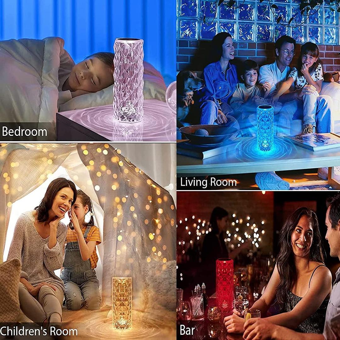 Crystal Diamond LED Touch Lamp – RGB Color Changing Table Night Light with Remote Control