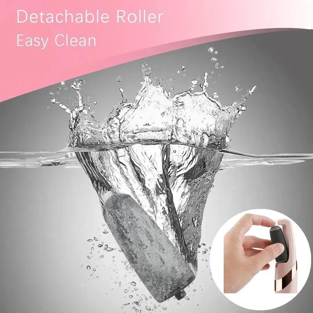 Electric Foot Callus Remover – Rechargeable Pedicure Roller with 6 Replacement Heads