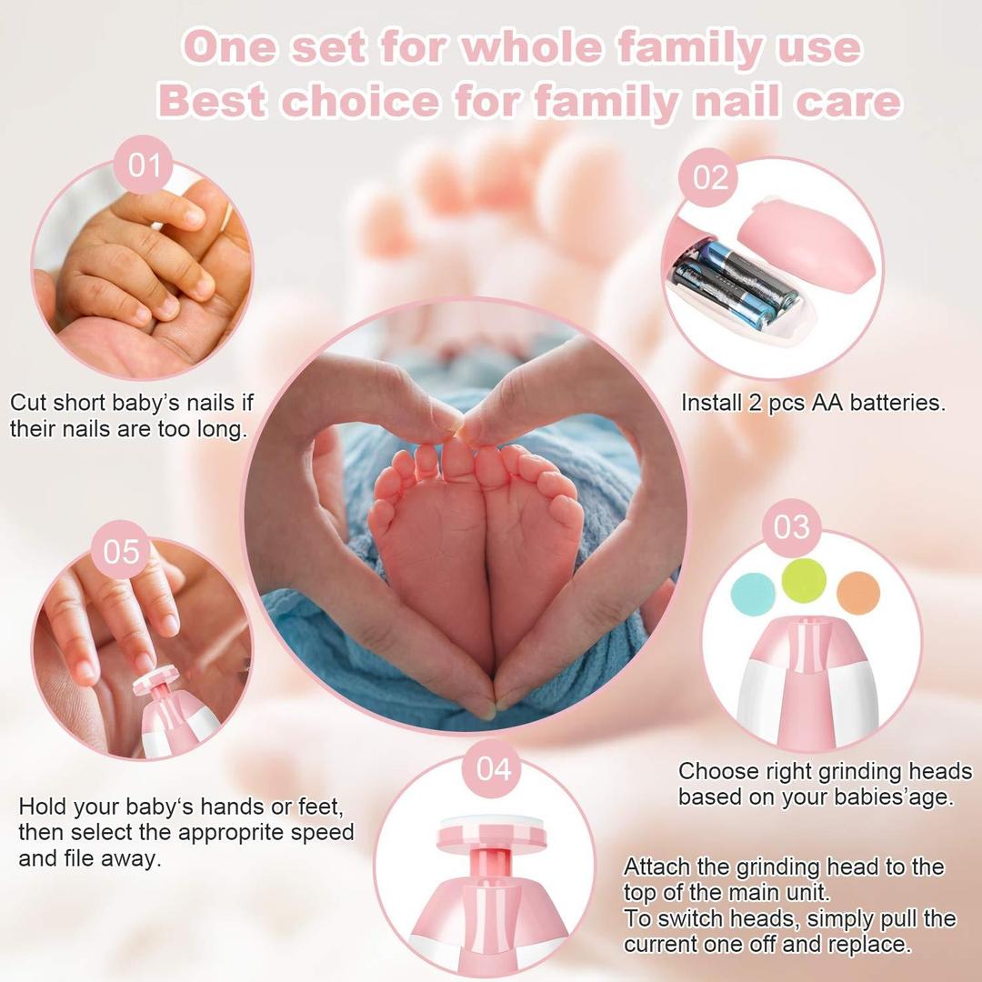 Electric Baby Nail Trimmer – Safe Automatic Nail Cutter with LED Light, Gentle Nail File for Newborns & Kids