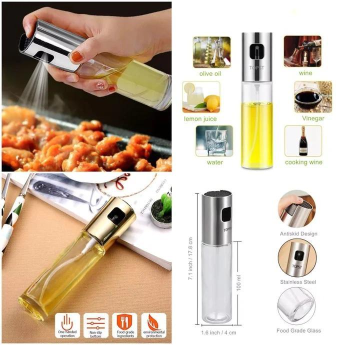 Oil Spray Bottle for Cooking, 2-in-1 Oil Sprayer & Pourer, Refillable Kitchen Oil Dispenser for Air Fryer, Salad, BBQ & Baking