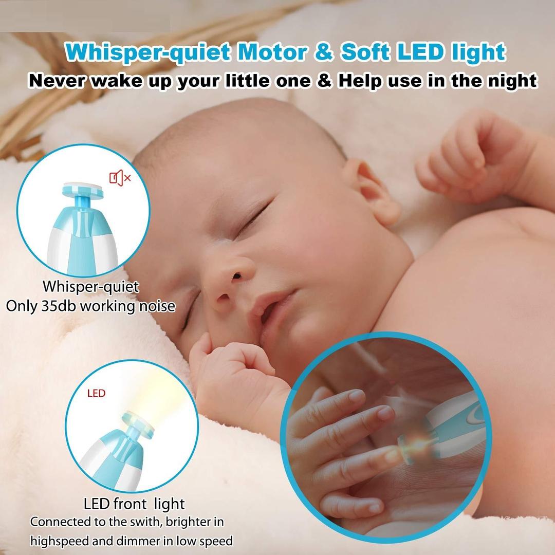 Electric Baby Nail Trimmer – Safe Automatic Nail Cutter with LED Light, Gentle Nail File for Newborns & Kids